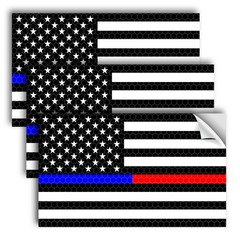 3PC Reflective Red and Blue Line Decal – 5×3 Inches – USA Thin Blue Red Line …
