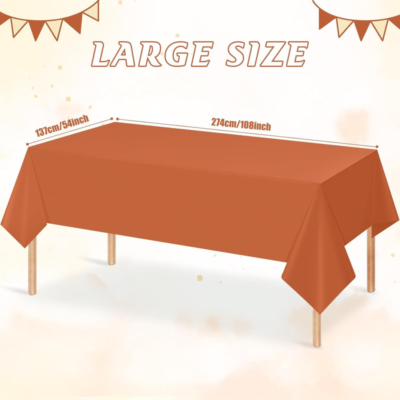 3Pcs Orange Tablecloths for Rectangle Tables,Disposable Plastic Table Cloth,Wate gallery