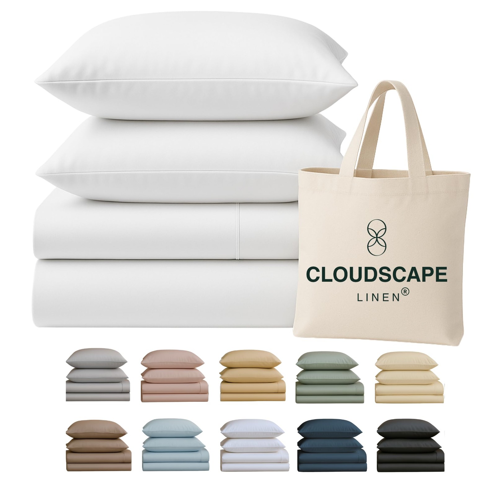 CLOUDSCAPE 100% Egyptian Cotton Sheets King Size - 400 Thread Count 17" Extra... gallery