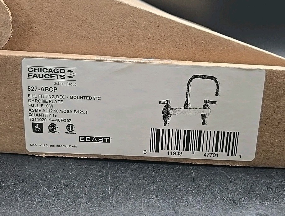 Chicago Faucet 527-Abcp Manual, 8" Mount, Commercial 2 Hole Low Arc Kitchen gallery