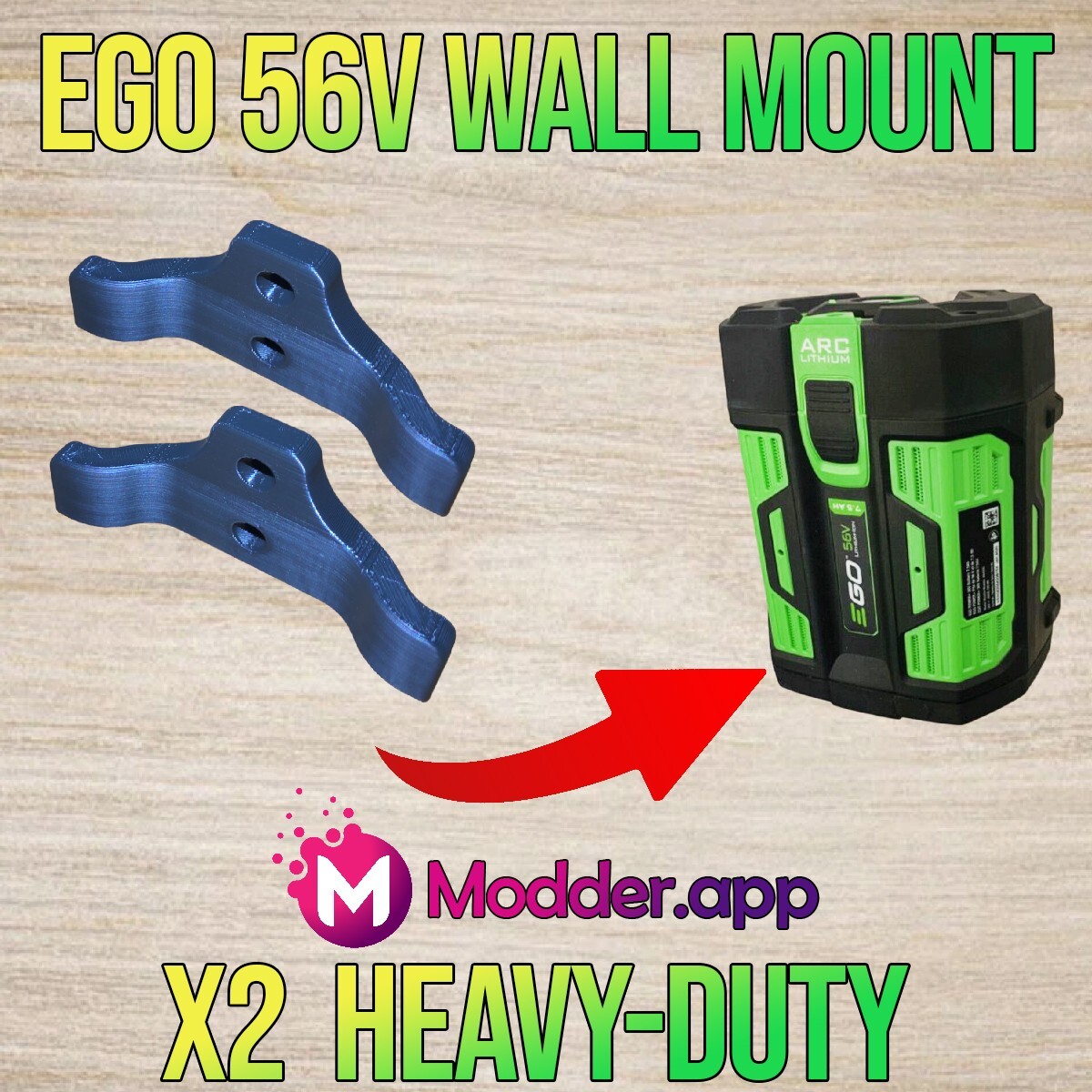 2 Pack - EGO 56V Battery Wall/Under Shelf Holder Mount - FREE SHIP - Heavy Duty gallery