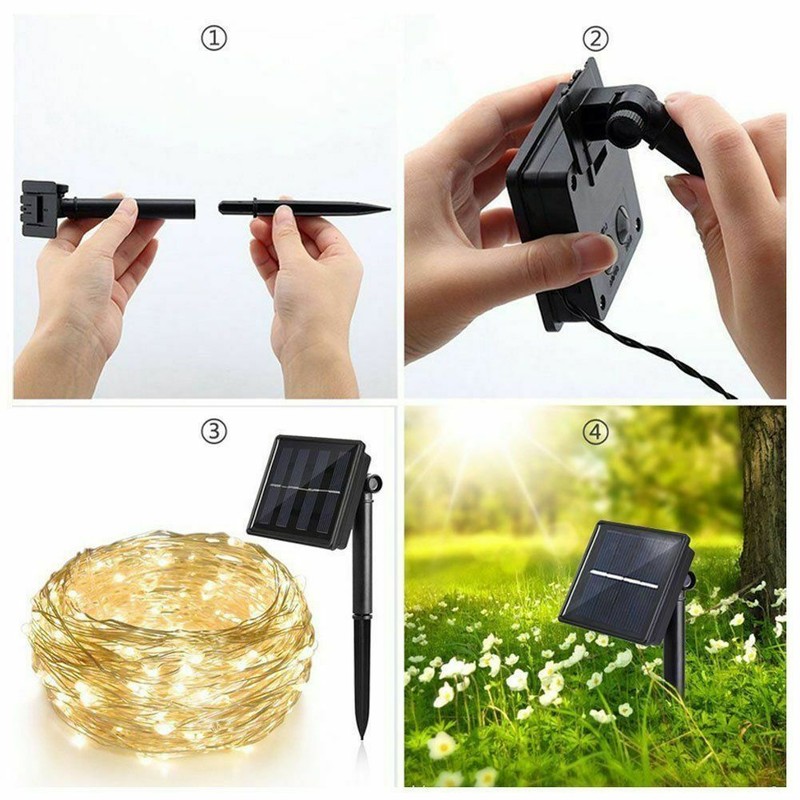 Solar Power LED String Lights 100 LED Copper Wire Waterproof Outdoor Fairy gallery