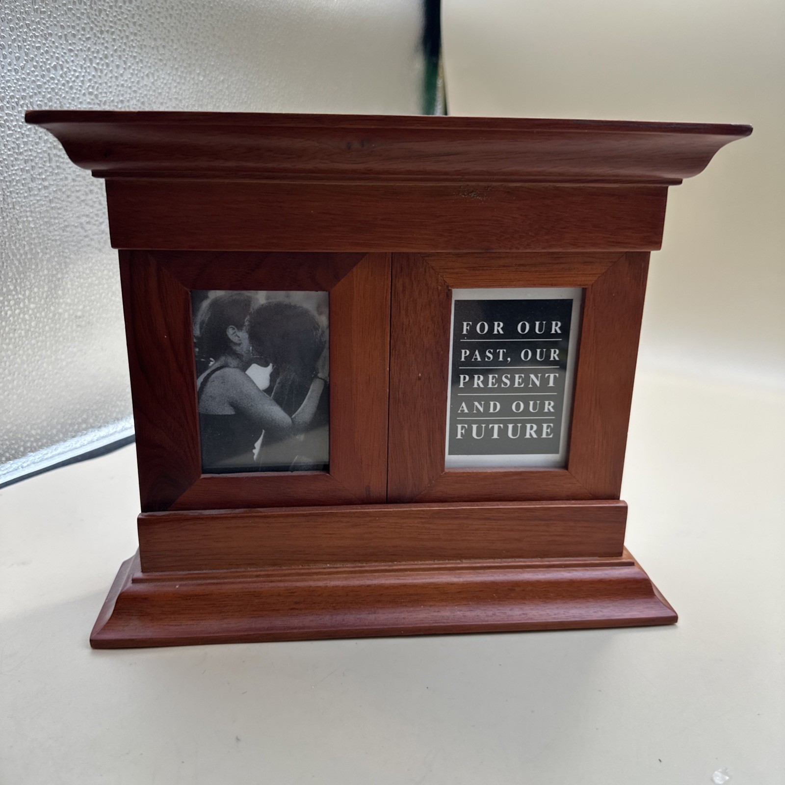 #N44- DESKTOP THREE-IN-ONE STANDING WOOD PICTURE FRAME 1-4" x 6" and 2-2"x 3" gallery