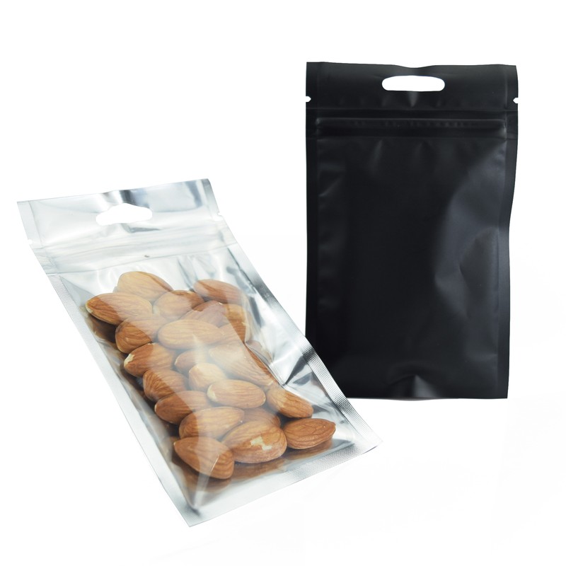 100pcs Matte Black with Clear Window Flat Resealable Zipper Food Packaging Bags gallery