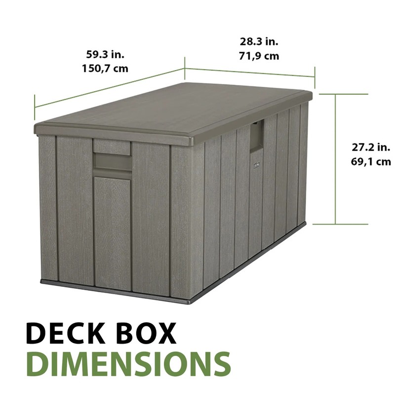 Lifetime New Outdoor Polyethylene Deck Box and Bench 150 Gal. Capacity, Brown (6 gallery