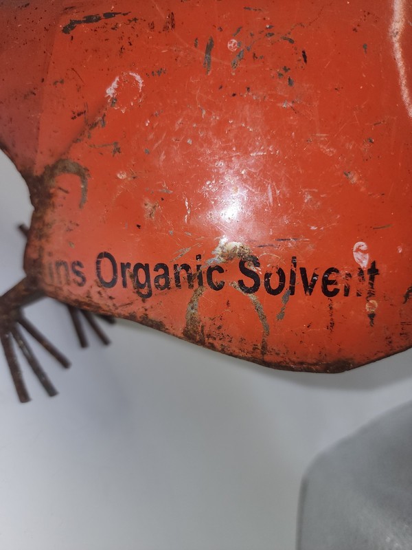 Rustic Red Unique Welded Paint Thinner Can Metal Art Owl Free Standing Figurine gallery