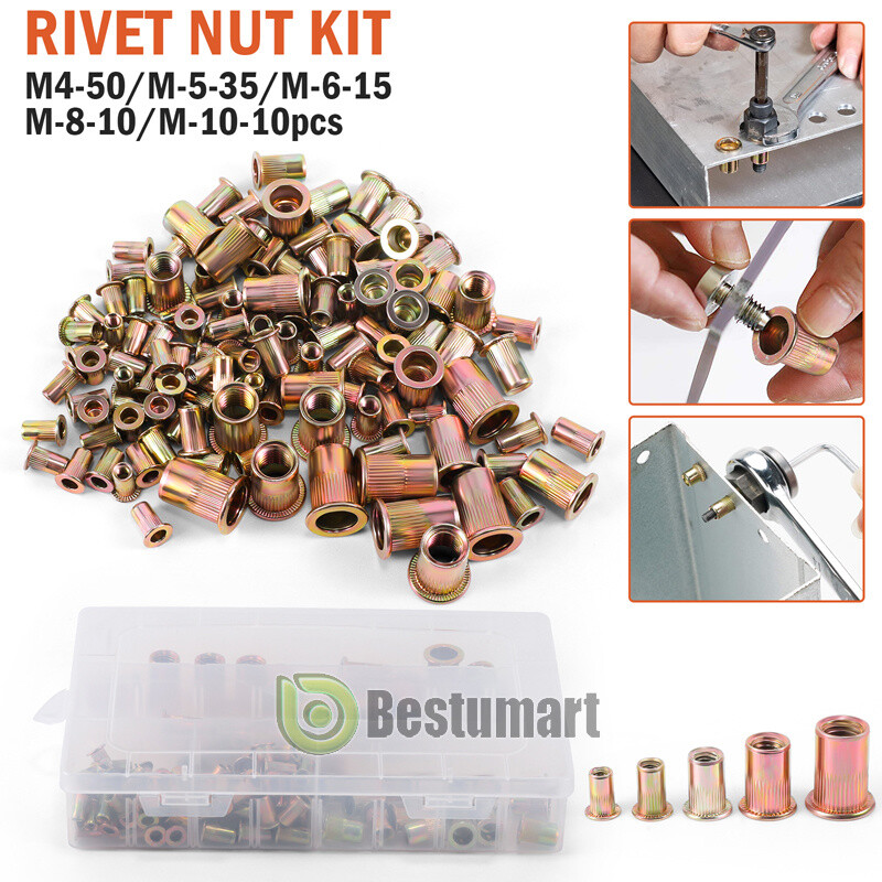 120pcs Rivet Nut Kit Rivnut Gun Nut Setter Thread Setting Nutsert Tool Metri+Box gallery
