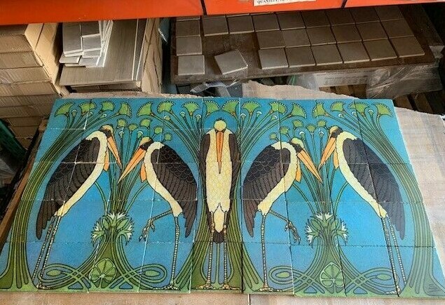 Art Nouveau Marabou Stone Marble Tile Mural Backsplash 12x16 William Morris gallery