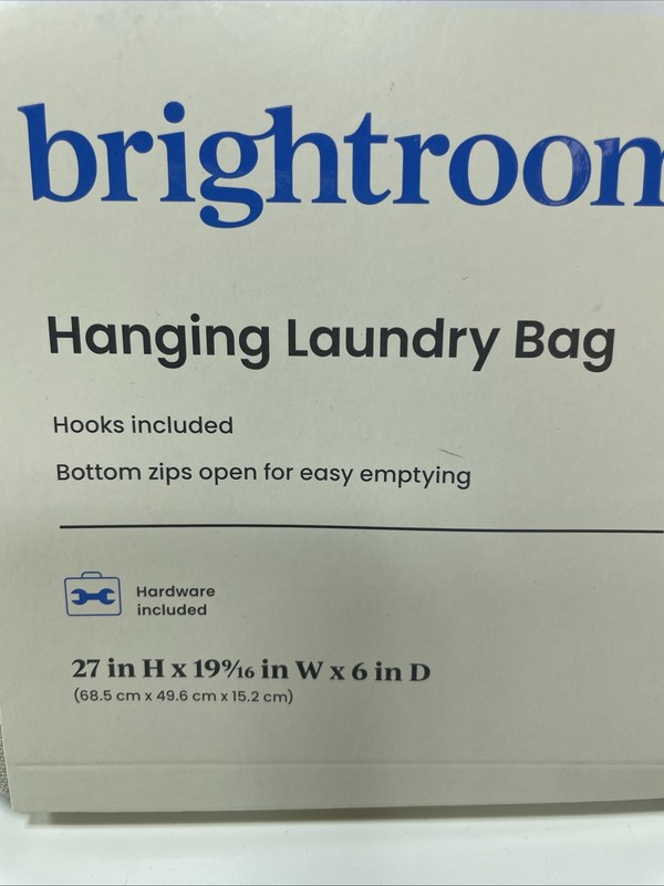 NEW Brightroom Hanging Laundry Bag Hooks Included 27" x 19 x 6" Canvas gallery