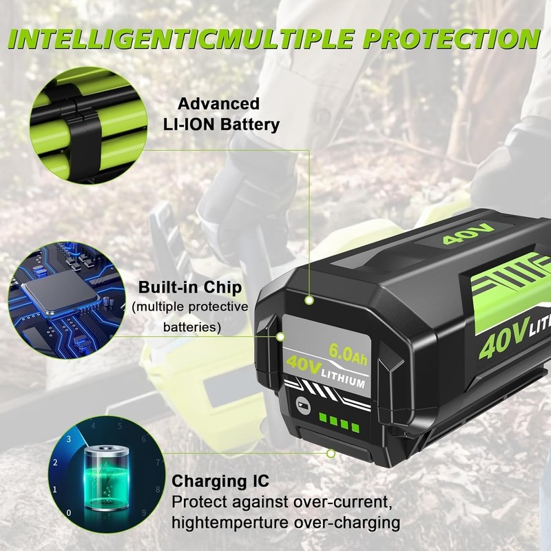 4.0Ah Battery 40 Volt for Ryobi 40V Lithium OP40602 Battery with LED / Charger gallery