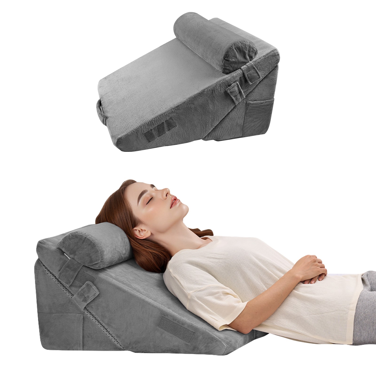 VEVOR Orthopedic Bed Wedge Pillow 3 Pcs Adjustable for Back Leg Neck GERD Sleep gallery