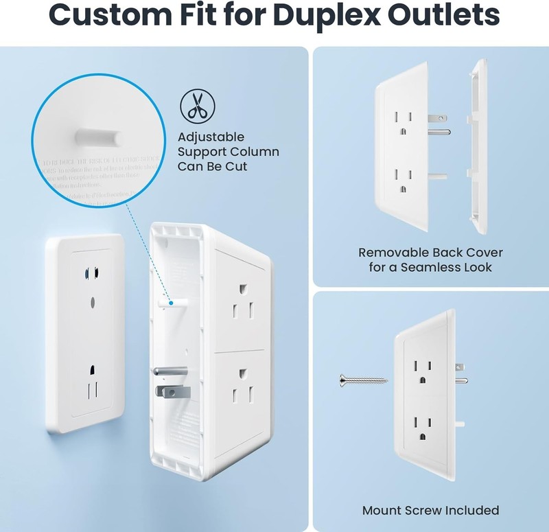 Multi Plug Outlet Surge Protector - POWSAF 5 Outlet Extender with 4 USB Ports(2 gallery