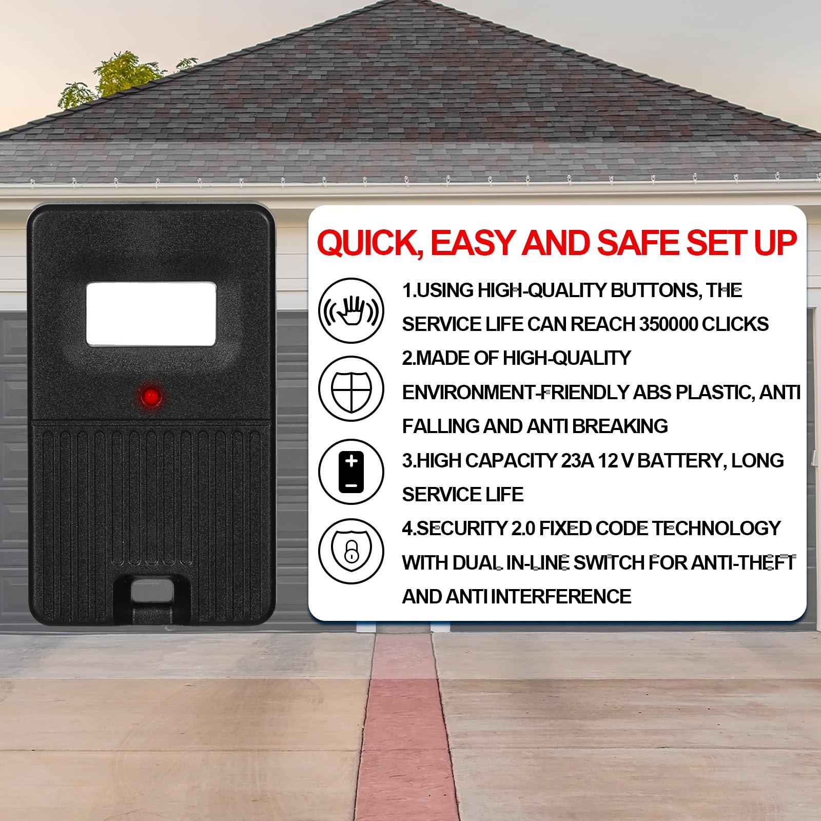 Kingdder 3 Pcs Garage Door Remote 8 Dip Switch Compatible with Linear black gallery