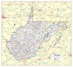 West Virginia State Wall Map Large Print Poster – 26″Wx24″H