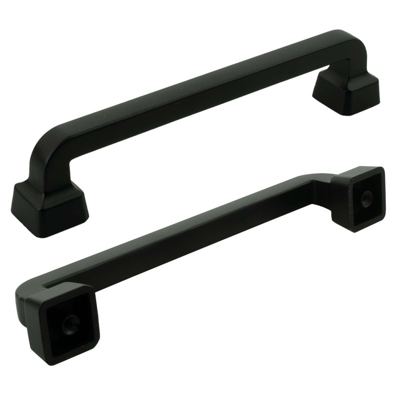Solid Matte Black Cabinet Handles Pulls Knobs Kitchen Bathroom Drawer Square gallery