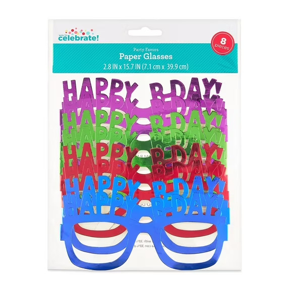 Multi-Color Happy Birthday Paper Glasses Party Favors, 8 Count,2 PACK gallery