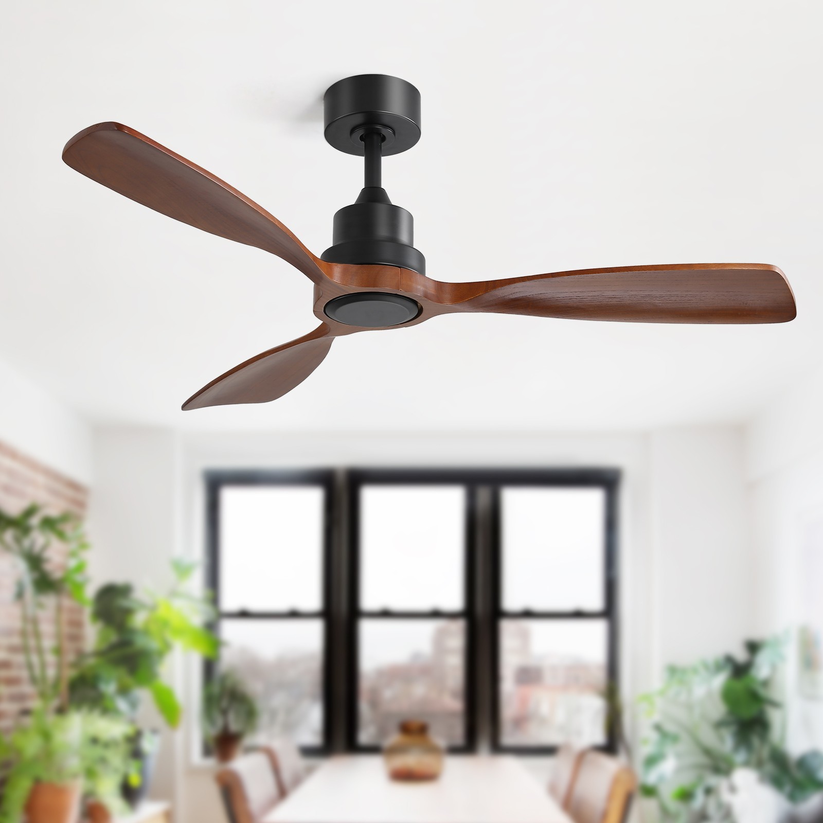 48in.Solid Wood Blade,Ceiling Fan,No Light,Reversible,Remote,Adjustable 6 Speed. gallery