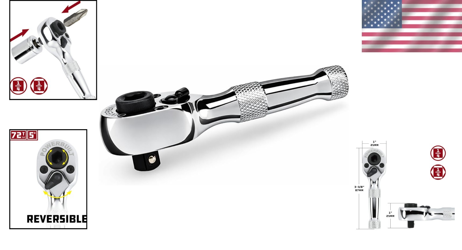 Compact Mini 1/4" Stubby Ratchet Wrench - Dual-Sided Precision Engineering gallery