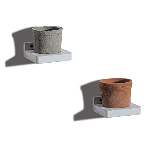 Small Floating Shelves for Wall Set of 2 Natural Wood 4Inch Mini 4×4 White gallery