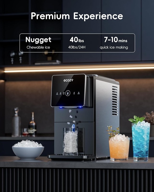 ecozy Nugget Ice Maker Countertop 40 lbs Per Day Self Cleaning gallery