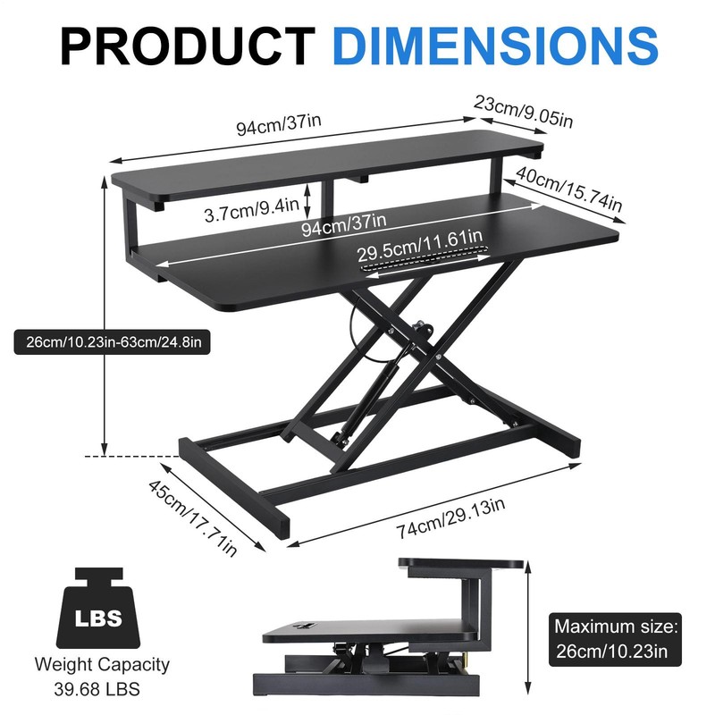 Height Adjustable Standing Desk Riser 37" Sit to Stand Converter Workstation gallery
