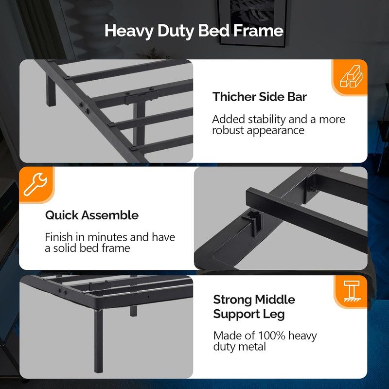 Floating Bed Frame Full Size with Smart LED Lights easy Assembly & Noise Free gallery