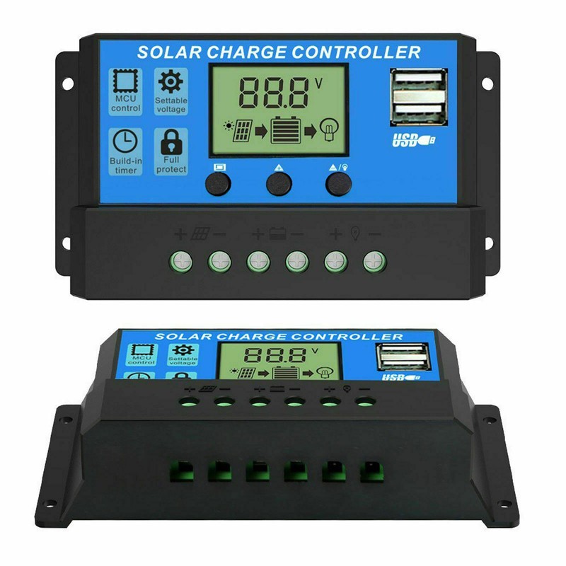 30A Solar Panel Charger Controller PWM Dual USB Charge 12/24V LCD Regulator Auto gallery