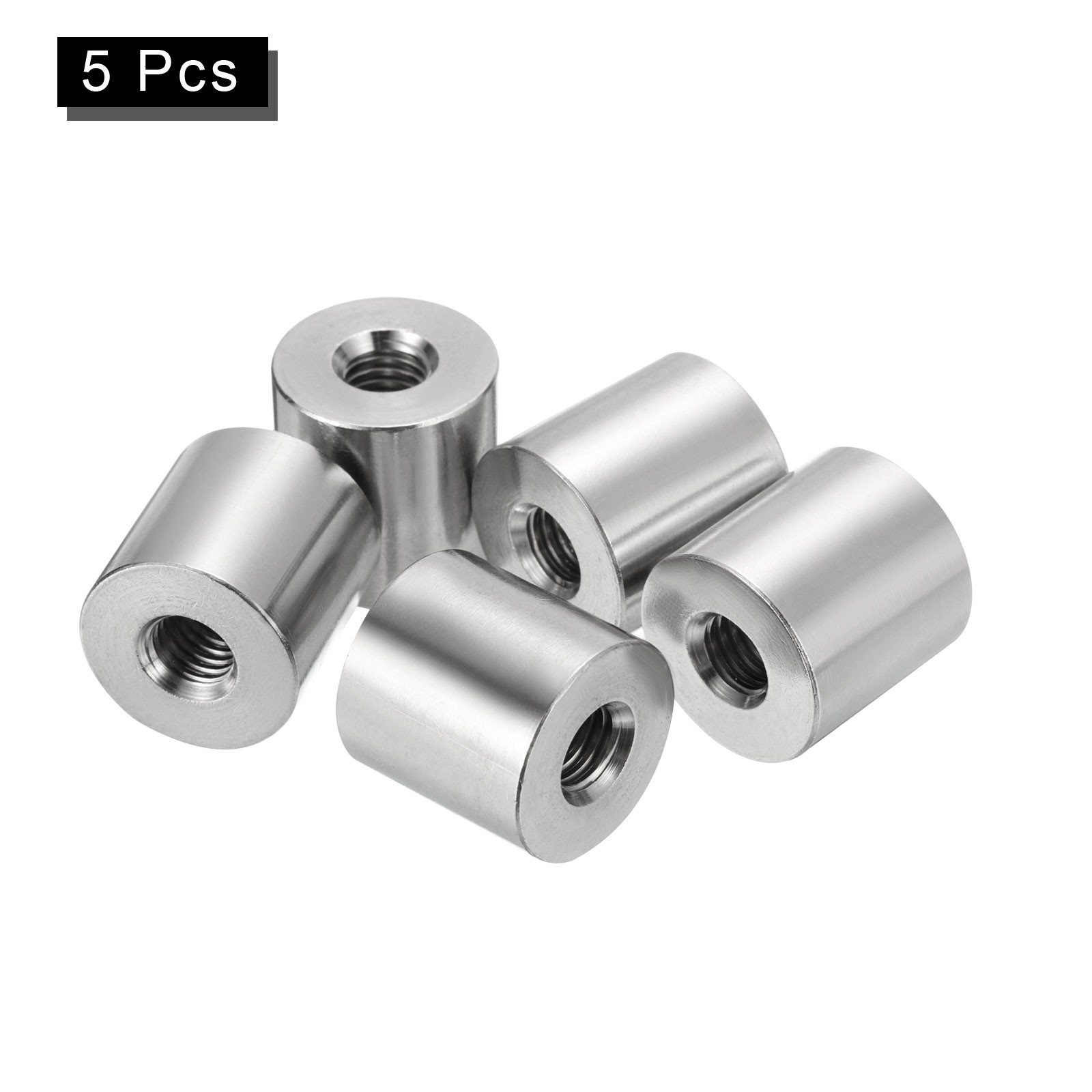 5Pcs Round Connector Nuts, M8x20x20mm Coupling Nut Sleeve Rod Bar Stud Nut gallery