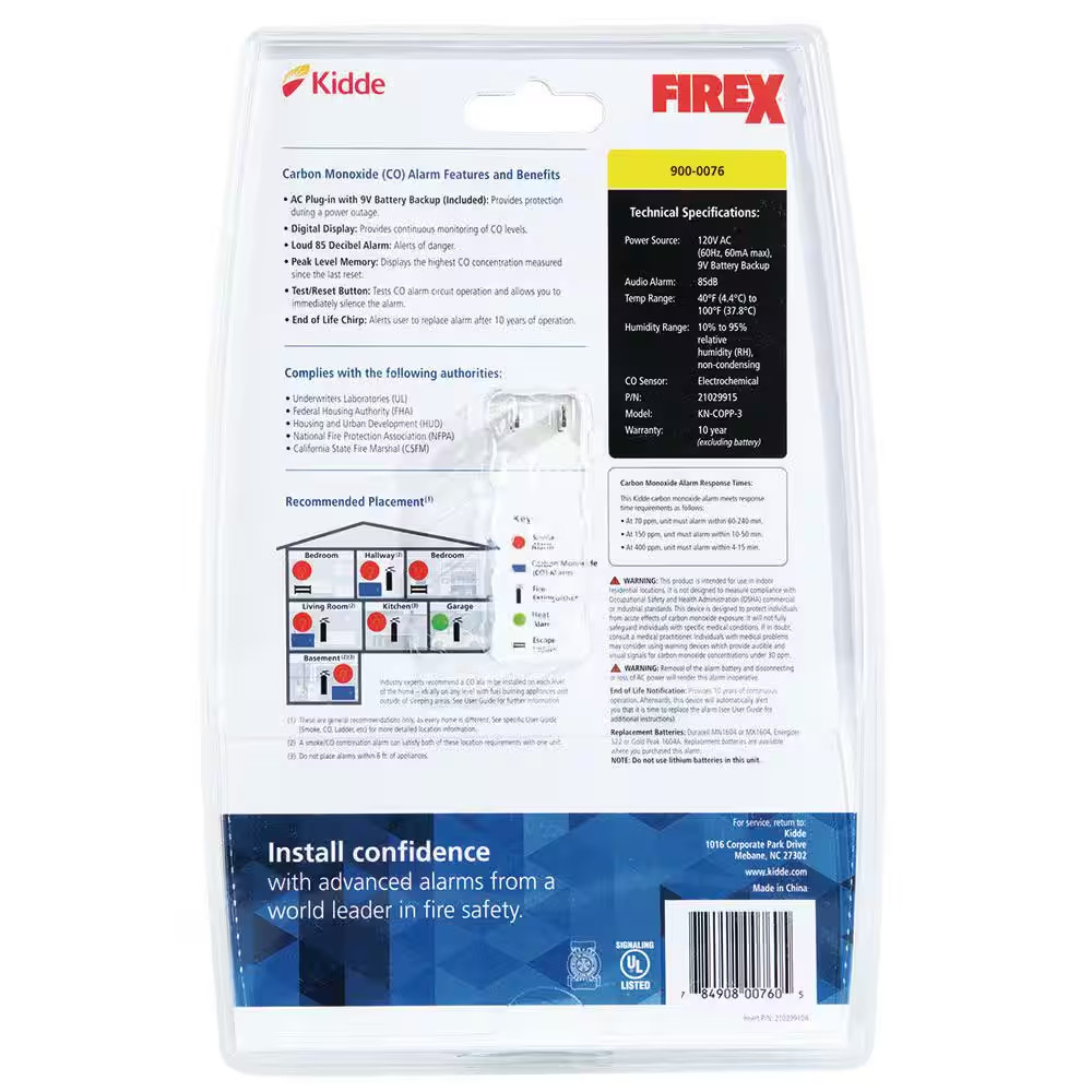 Kidde Firex Plug In Carbon Monoxide Alarm Detector w/ Battery Backup gallery