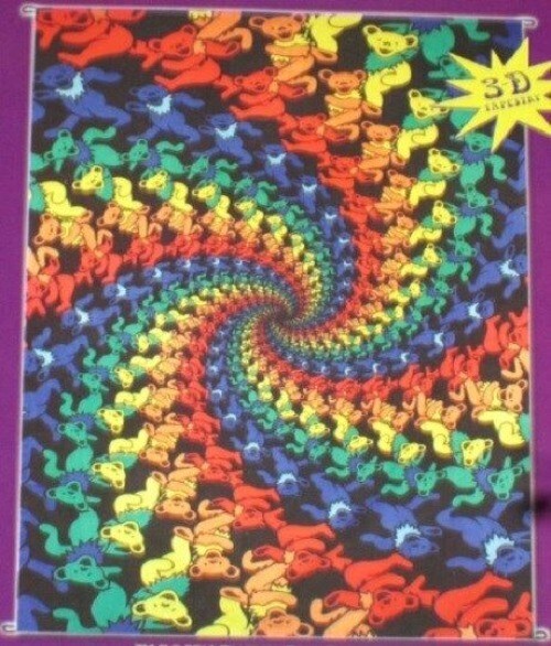 New 3D Dancing Bears Spiral Pattern Grateful Dead Tapestry Gift Wall Decor Retro