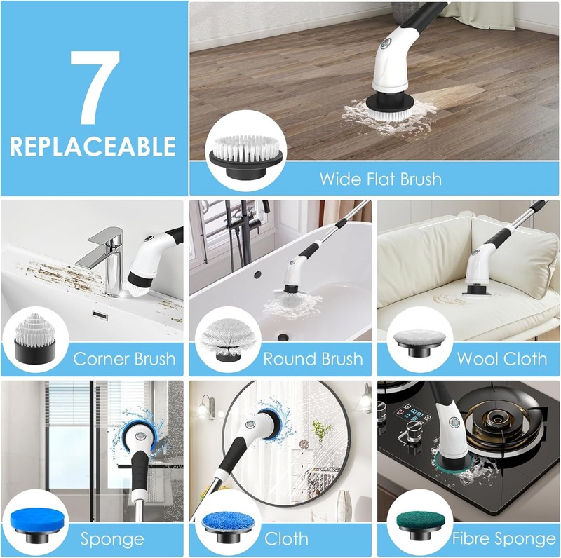 Electric Spin Scrubber with LCD Display 180 Min Runtime 3 Speed gallery