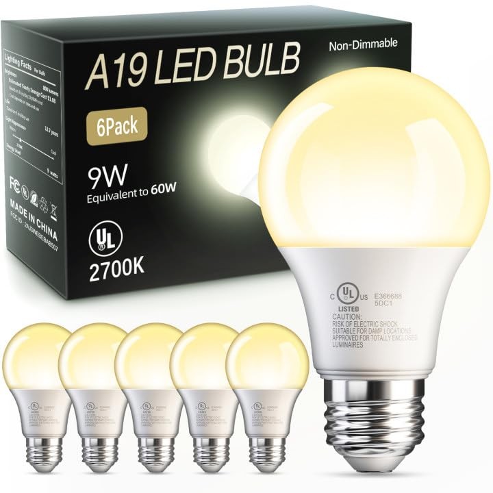 TJOY 6 Pack A19 LED Light Bulbs, 60 Watt Equivalent 6 Pack, 2700k Soft White gallery