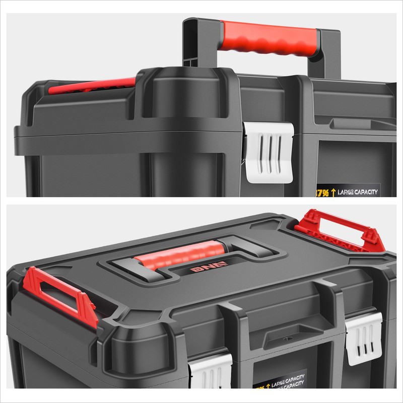 2x Large Tool Box Lockable Organizer Storage Set for Workshop Garage Household gallery