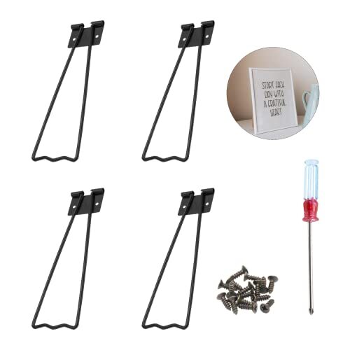 Jersvimc 4Pcs Black Frame Easel Back Stand, Iron Picture Holder Stand Metal gallery