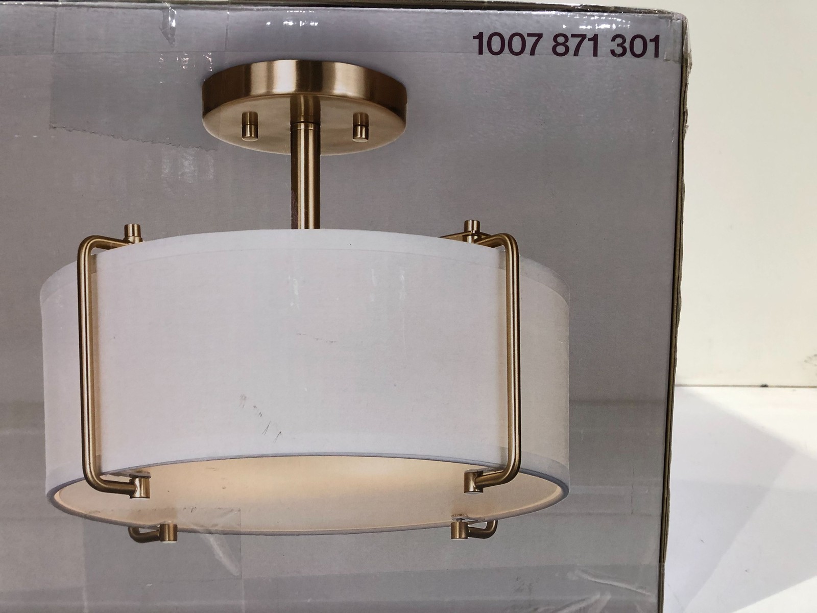 Home Decorators Brookley 14 in. 2-Light Brushed Gold Semi Flush Mount New gallery