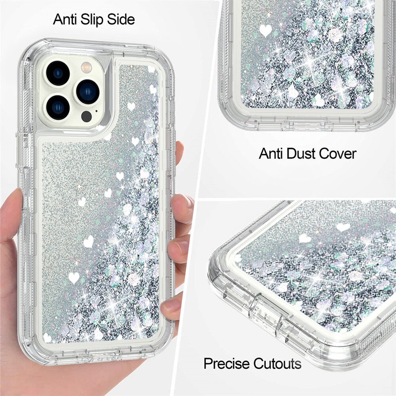 Shockproof Liquid Glitter Defender Case For iPhone 16 15 14 Pro Max 13 12 11 XS gallery