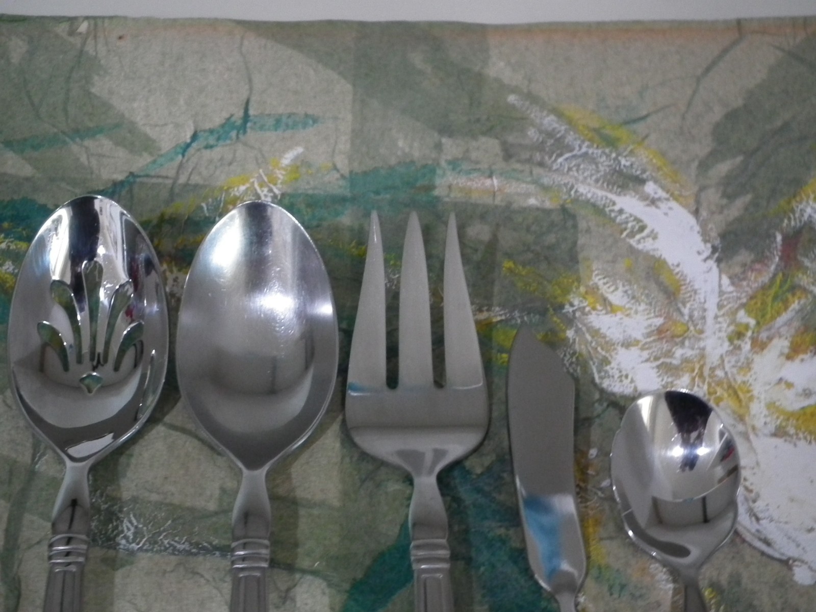 Lenox Esquire (5) Serving Pieces-Solid, Slotted, Sugar Spoons, Meat Fork, Butter gallery