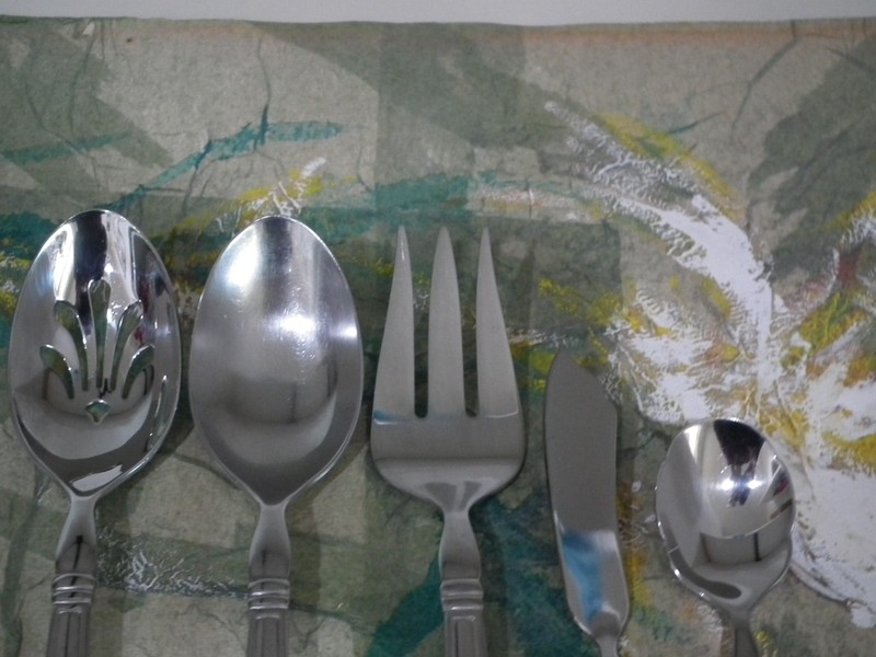 Lenox Esquire (5) Serving Pieces-Solid, Slotted, Sugar Spoons, Meat Fork, Butter gallery