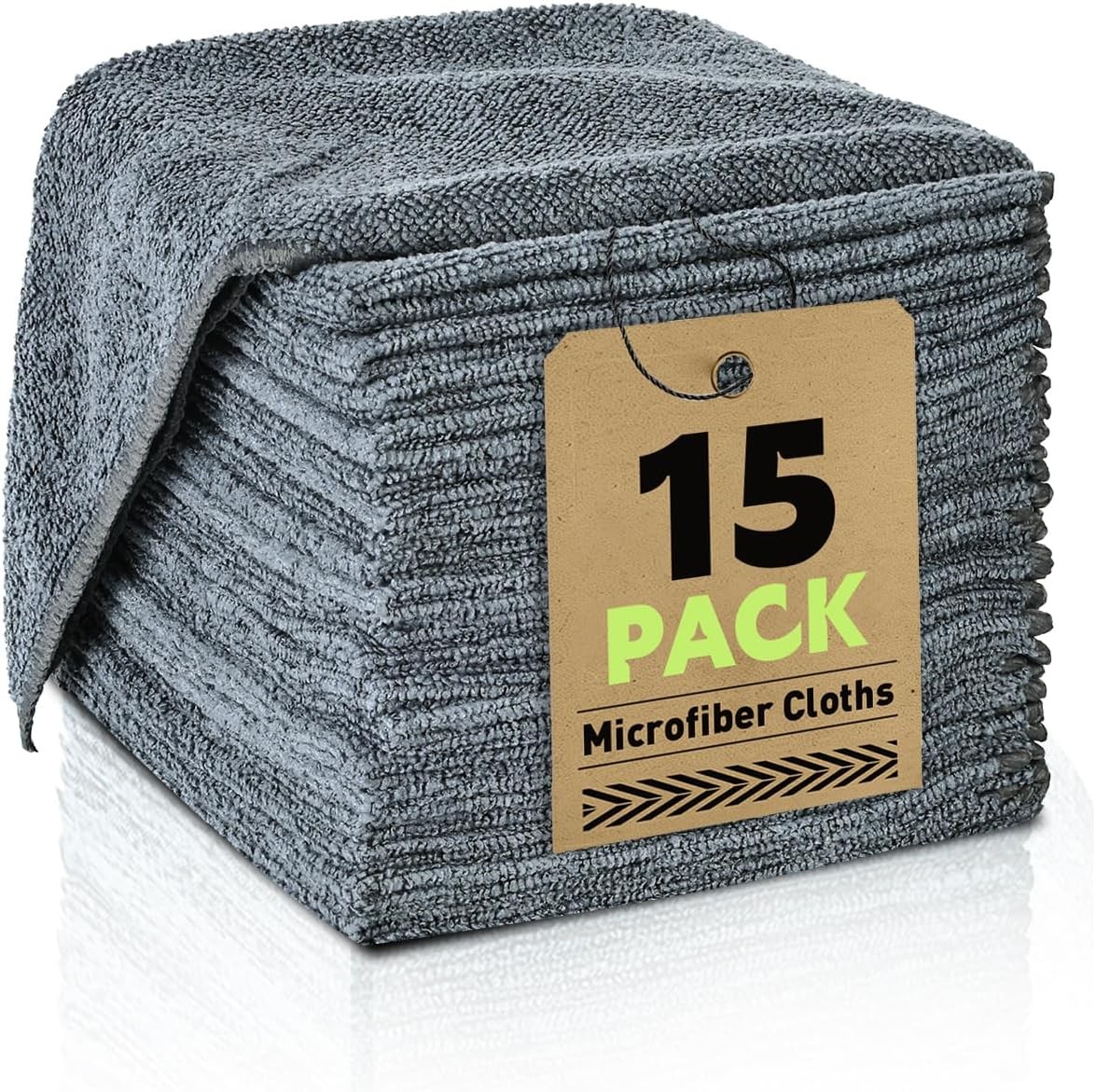 Microfiber Cleaning Cloths Bulk-15 Pack, Gray Microfiber Towels for Cars, Ultra gallery