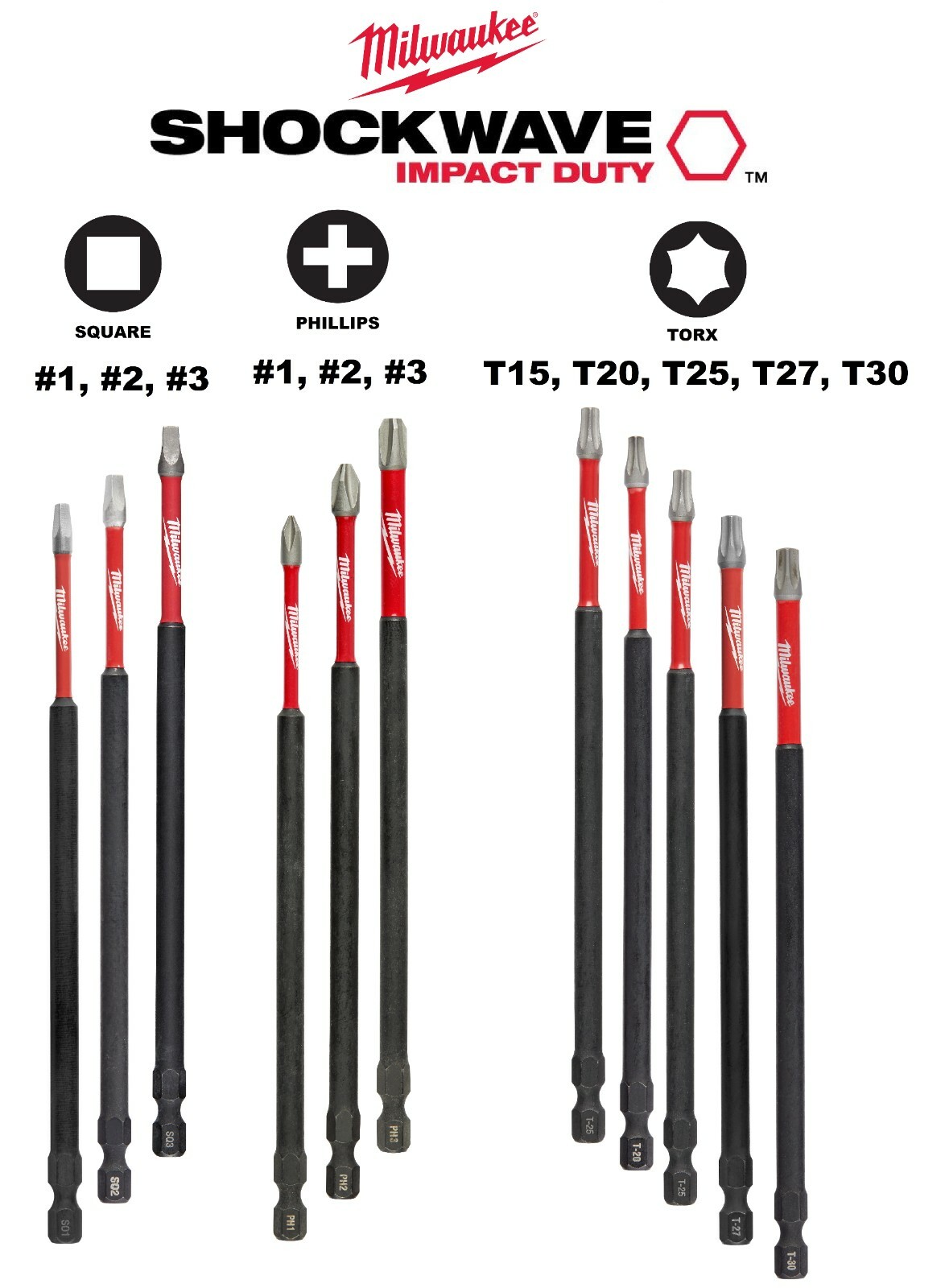 Milwaukee 6 Inch Shockwave Impact Driver Bits All Sizes SHIPS NOW! gallery