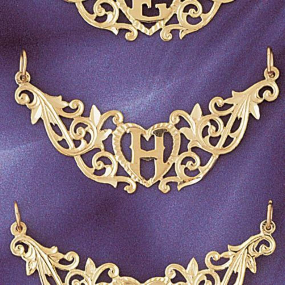 Initial H Heart Charm Pendant 14k Gold (1 Gram) gallery