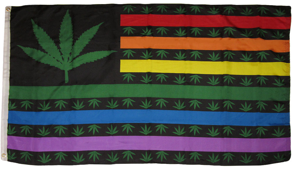 Rainbow Marijuana Pot Leaf USA Polyester 3x5 Ft Flag Weed Banner Hippie New 100D gallery