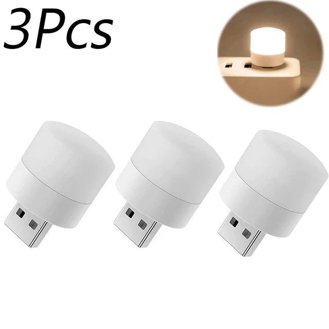 3PCS USB Night Light Mini LED Plug Lamp Power Bank Reading Eye Protection gallery