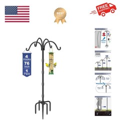 Upgrade 4-Hook Shepherds Hooks for Outdoor with Plastic Tube, 76″ Heavy Duty …