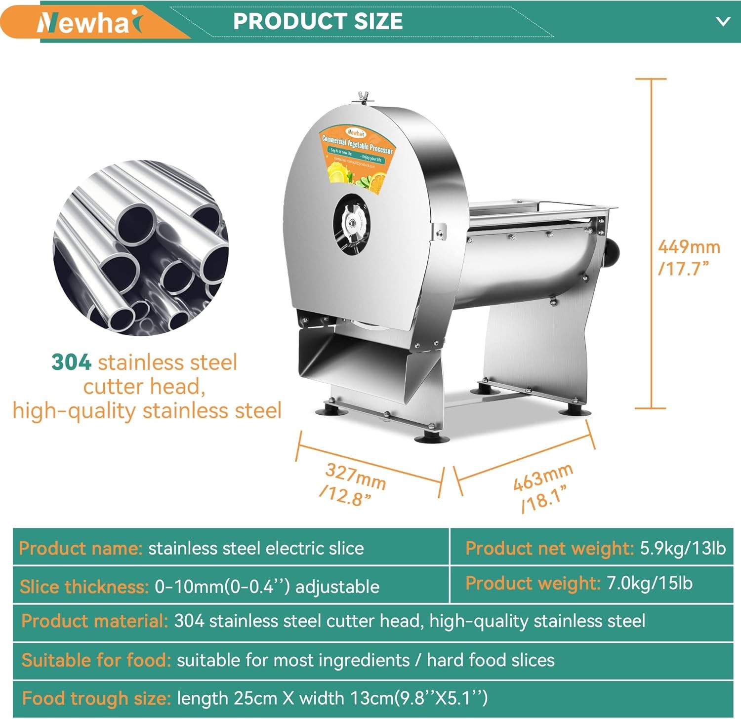 Newhai Electric Vegetable Slicer 0-10mm Adjustable Commercial gallery