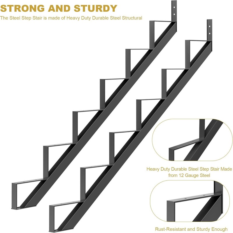2pcs Steel Stair Riser Step Stair Stringer Metal Stair Step Riser for Outdoor gallery