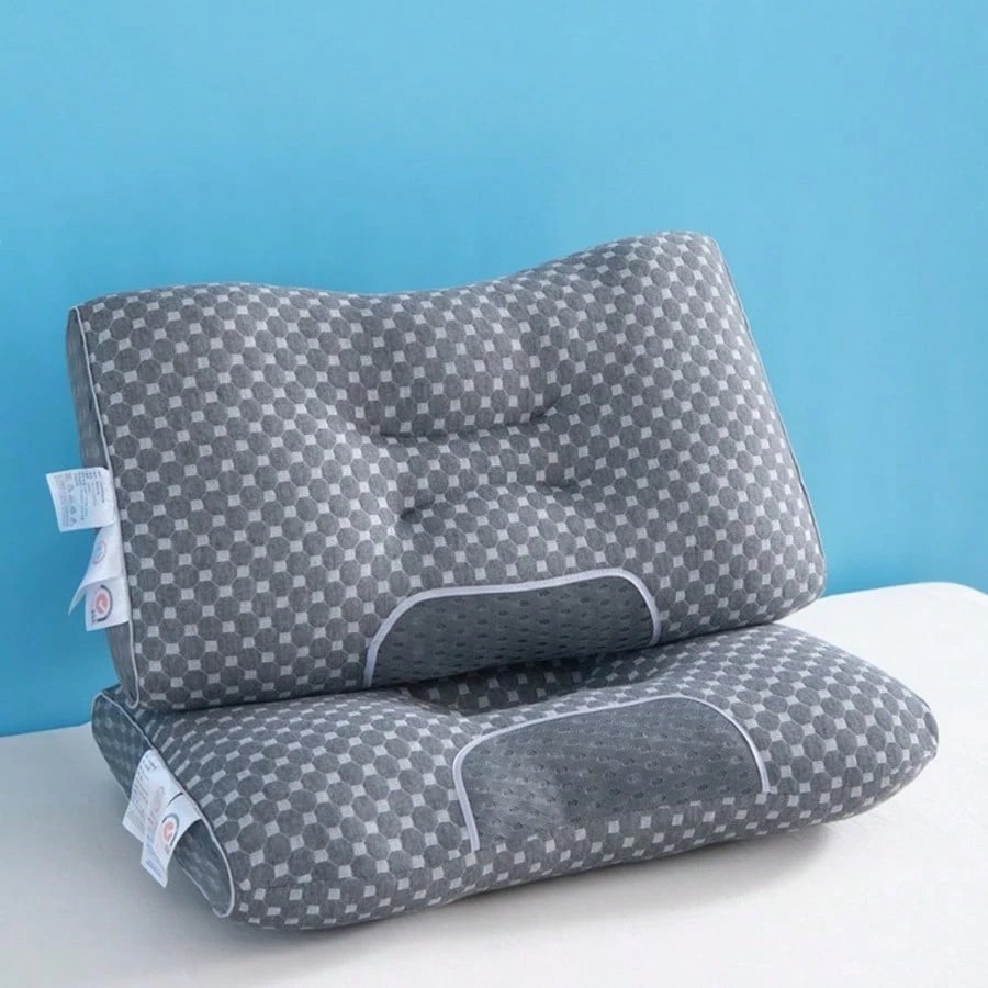 Premium 2PCS Cozy Knitted Neck Pillows Ergonomic Deep Sleep Support Bedding Set gallery