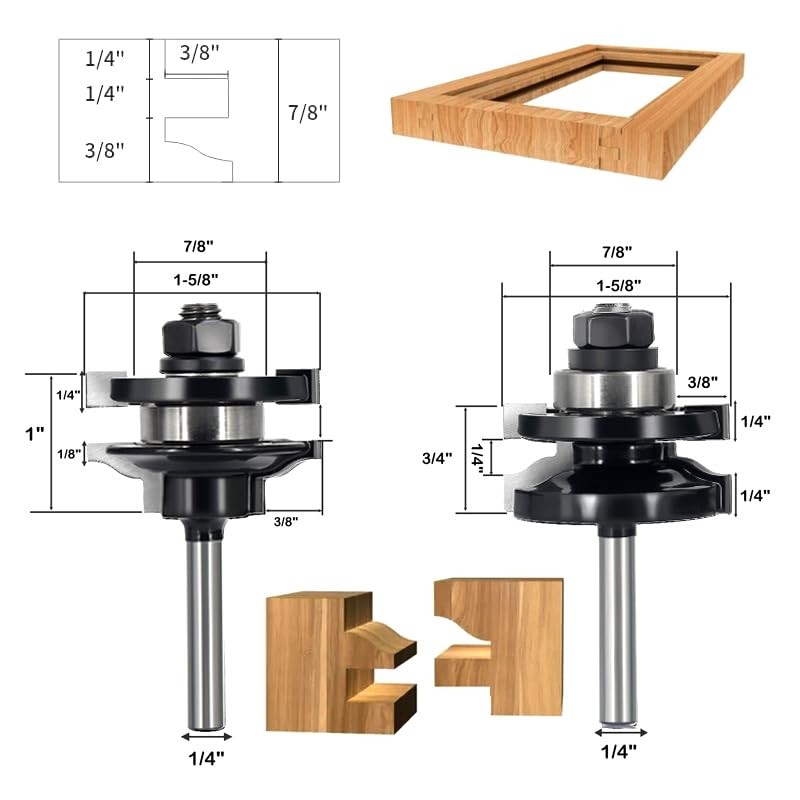 3PCS Cabinet Door Router Bit Set 1/4 Shank, Raised Panel Shank gallery