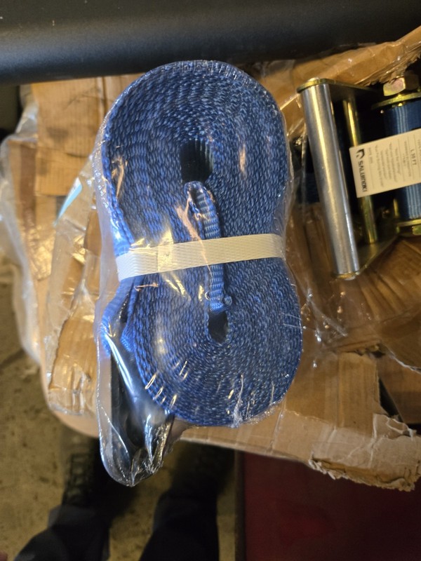 SALUINOKI Blue Polyester Tie Down Strap 5500 lbs WLL 30 ft x 4in 11000 lbs BS gallery