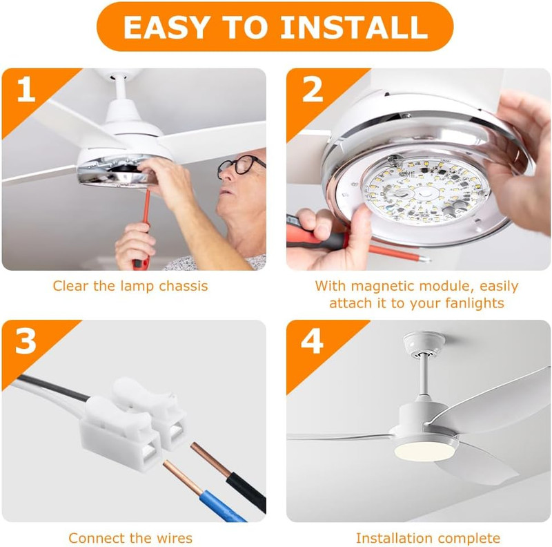 4 Inch Ceiling Fan LED Light Replacement 6000K, 18W LED Retrofit Kit, Dimmable C gallery